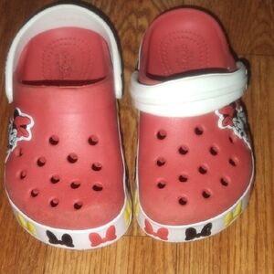 Mickey Red Slip-On Clog Shoes with White Strap